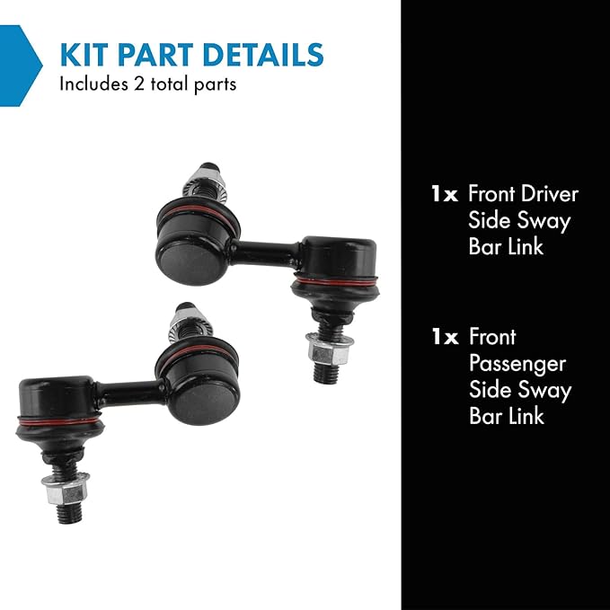 TRQ Front Driver and Passenger Side Sway Bar Link Set 2 Piece Compatible with 2001-2005 Honda Civic 2002-2006 CR-V 2003-2011 Element 2002-2006 Acura RSX