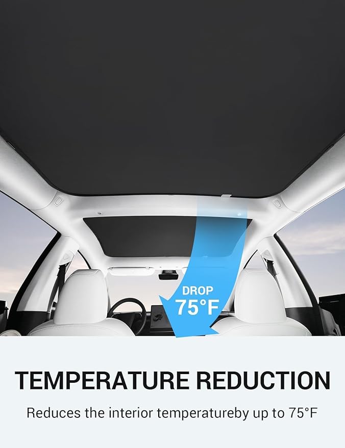 BASENOR 2017-2020 Tesla Model 3 Sunshade Roof, Front & Rear Glass Roof Sun Shades with Storage Bag, Sunroof Shade Blocking Heat Cover for Model 3 Interior Accessories Black