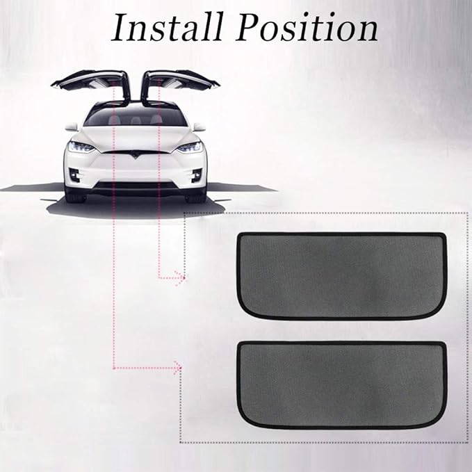 Upgrade Falcon Wing Windows Foldable Sunroof Shades UV Rays Protection - 2 Pieces Compatible with Tesla Model X (Black)