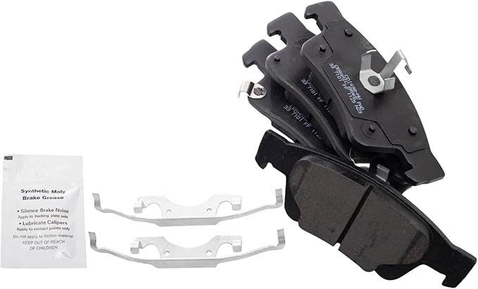 TRQ Rear Brake Pads Ceramic Hardware Wear Sensor Compatible with 2011-2024 Dodge Durango 2011-2022 Jeep Grand Cherokee 2022 Grand Cherokee WK