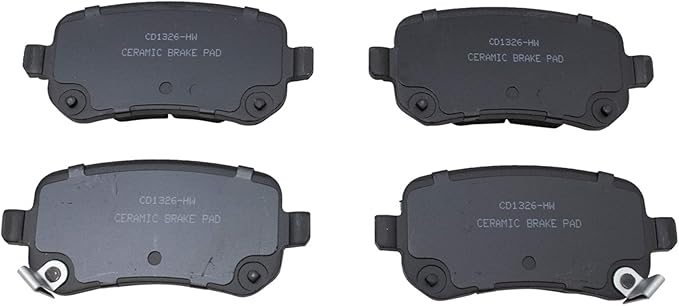 TRQ Rear Brake Pads Ceramic Hardware Wear Sensor Compatible with 2008-2011 Chrysler Town Country 2008-2011 Dodge Grand Caravan 2009-2012 Journey 2009-2012 Volkswagen Routan
