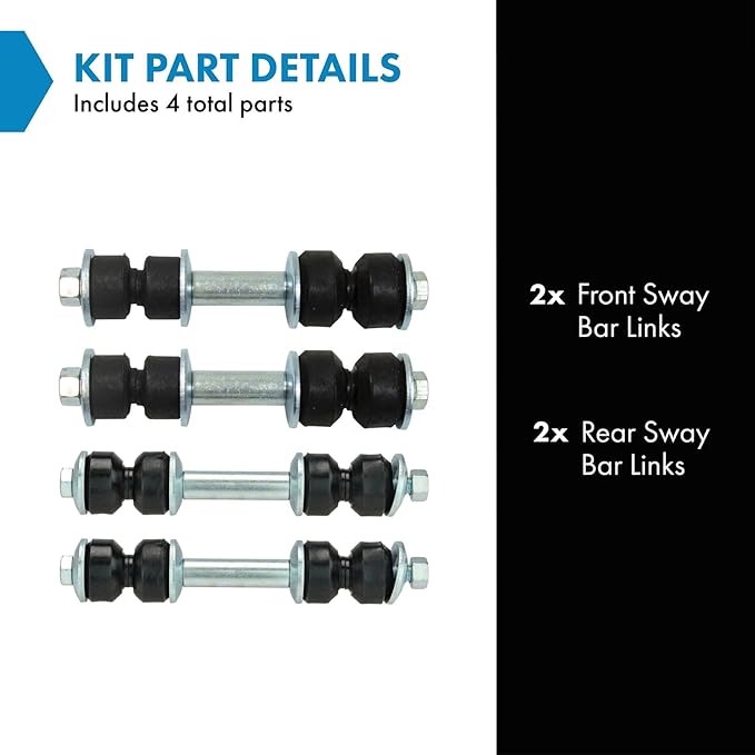 TRQ Sway Bar Stabilizer Link Set Front & Rear Compatible with 95-03 Aurora 00-05 Bonneville DeVille 06-11 DTS LeSabre Lucerne 97-05 Park Avenue 95-99 Riviera 99-04 Seville