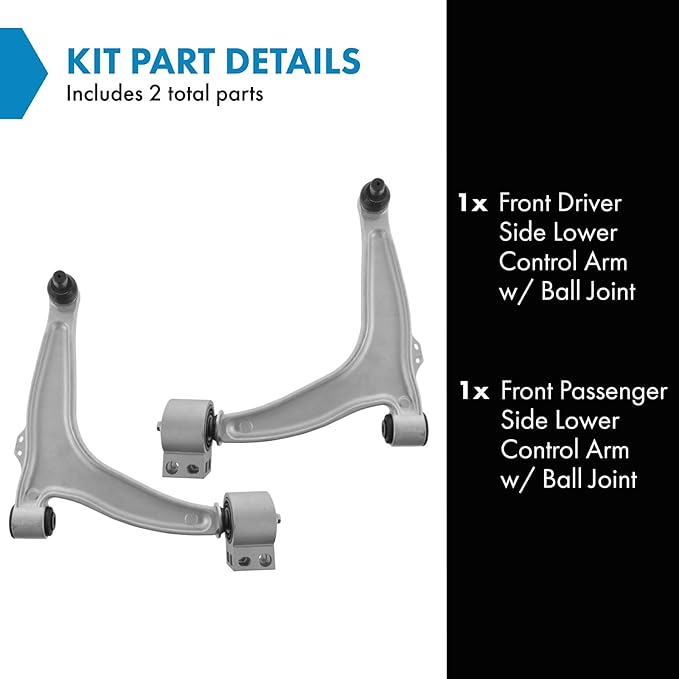 TRQ Front Left and Right Lower Control Arm with Ball Joint Set 2 Piece Compatible with 2003-2011 Saab 9-3 2010-2011 9-3X