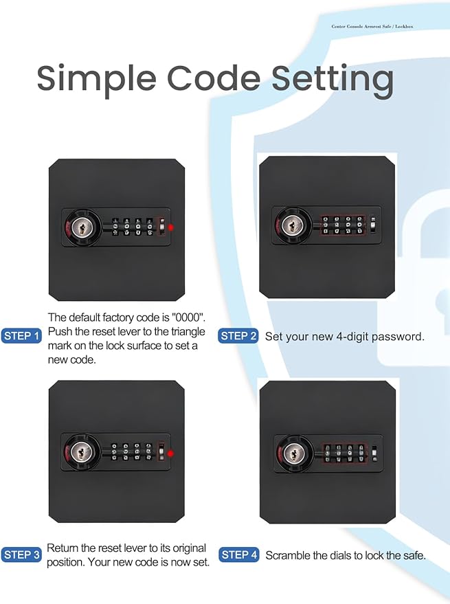 Center Console Safe Organizer Compatible with 2025 2026 Tesla Model Y Juniper & Model 3 Highland Armrest Lock Box Secure Vehicle Accessories with 4-digit Lock with Password Retrieval Key