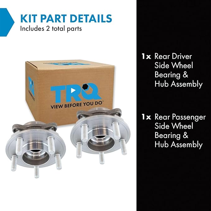 TRQ 2 Piece Rear Wheel Bearing & Hub Assembly Set Compatible with 2017-2018 Ford GT 2015-2023 Mustang