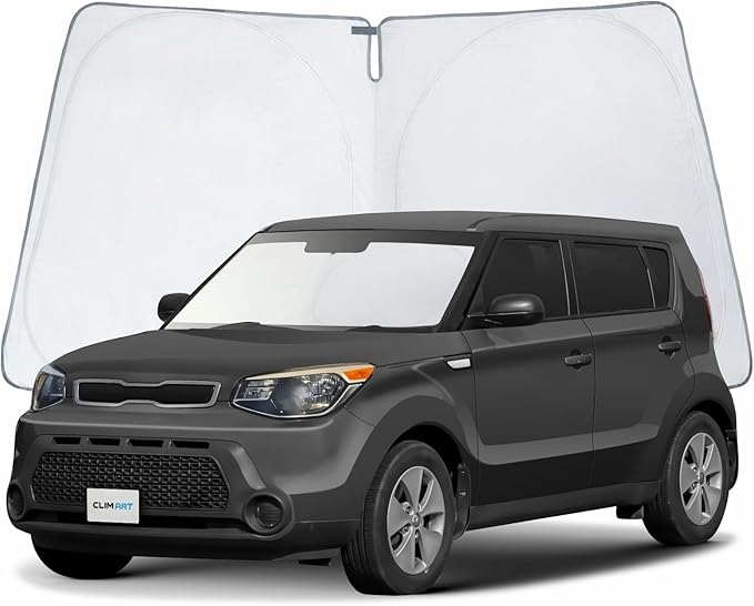 CLIM ART Windshield Sun Shade for Kia Soul 2014-2019, Custom-Fit Foldable Car Sunshade, Vehicle Sun Protector, Front Auto Windshield Cover, Car Accessories - WS2012