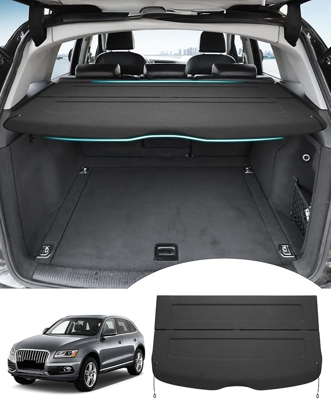 Powerty Cargo Cover for 2009-2016 2017 Audi Q5 Accessories Trunk Cover Retractable Trunk Shielding Shade Cargo Luggage Cover Black (Can Withstand The Load)