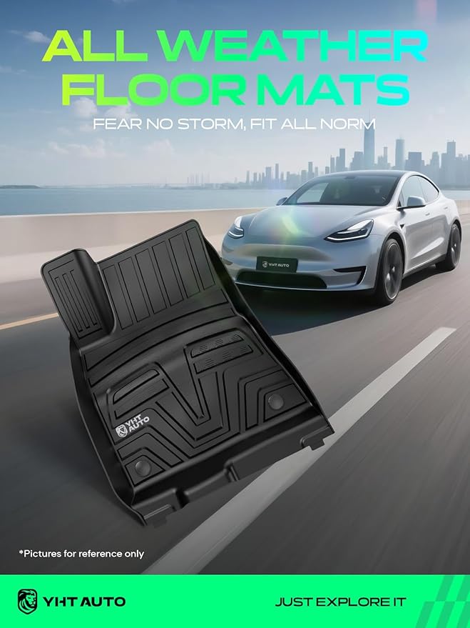 YHTAUTO for Tesla Model 3 Floor Mats 2023 2022 2021 Accessories, All Weather TPE Car Mats Carpet, Front Trunk Mat Rear Cargo Liner Storage Mat, Anti-Slip Waterproof Odorless
