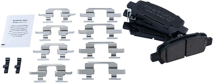 TRQ Rear Brake Pads Ceramic Hardware Wear Sensor Compatible with 2003-2006 Subaru Baja 1998-2003 Forester 1999-2003 Impreza 2000-2010 Legacy 2000-2004 Outback