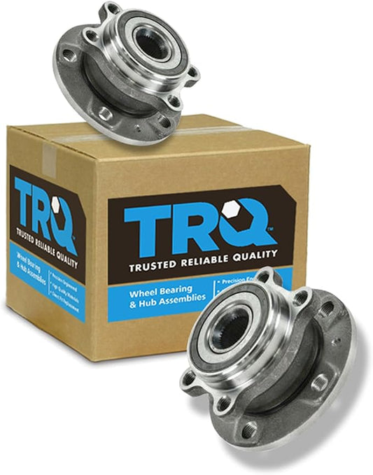 TRQ Front Driver and Passenger Side Wheel Bearing and Hub Assembly Set 2 Piece Compatible with 08-13 Audi A3 06-13 A3 Quattro 15-18 Q3 15-18 Q3 Quattro 08-15 TT Quattro 12-13 TT RS Quattro