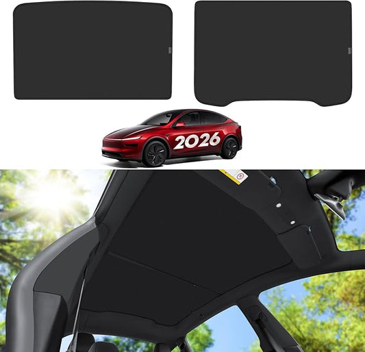 Upgraded 2026 Roof Sunshade for Tesla Model Y Juniper,Double-Layer Sunroof Shade– Non-Sag,Heat Insulation & UV Protection, Compatible with New Model Y 2025-2026 Interior Black (16Pcs Clips)