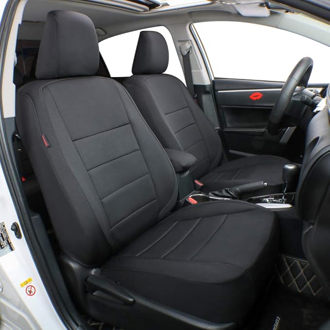 EKR Model S Seat Cover for Tesla Model S 2014 2015 2016(Front Fixed Headrests, Front Full Side Coverage, 3 Rear Headrests) Neoprene Seat Covers Full Set,Car Seat Protector- Neoprene (Black)