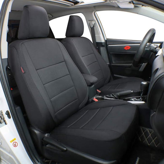 EKR Model S Seat Cover for Tesla Model S 2014 2015 2016(Front Fixed Headrests, Front Full Side Coverage, 3 Rear Headrests) Neoprene Seat Covers Full Set,Car Seat Protector- Neoprene (Black)