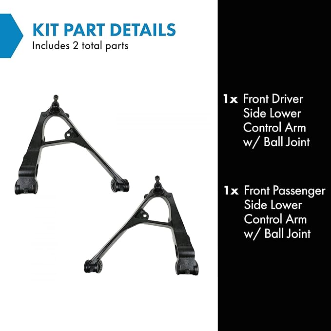 TRQ Front Lower Control Arm with Ball Joint Set Compatible with 02-06 Cadillac 99-14 Chevrolet GMC