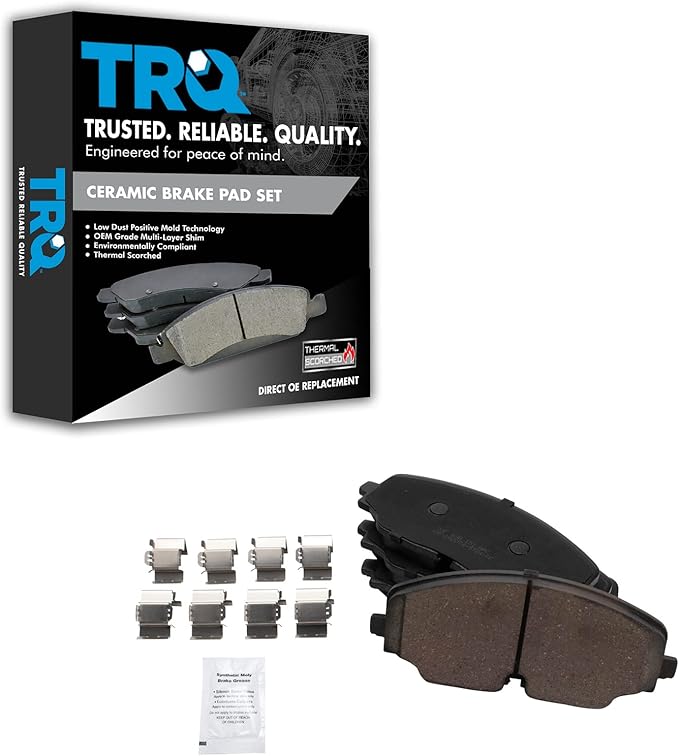 TRQ Front Ceramic Brake Pad Set Compatible with 2018-21 Volkswagen Atlas 2020 Atlas Cross Sport
