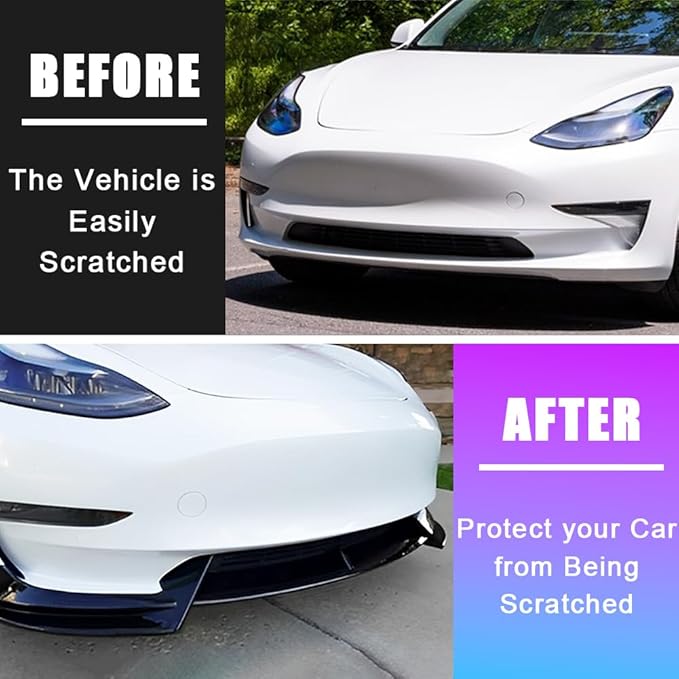 Front Bumper Lip Splitter Spoiler for 2017-2023 Tesla Model 3 Front Lip Air Dam Chin Spoiler Body Kit for Model 3 Accessories (Glossy Black)