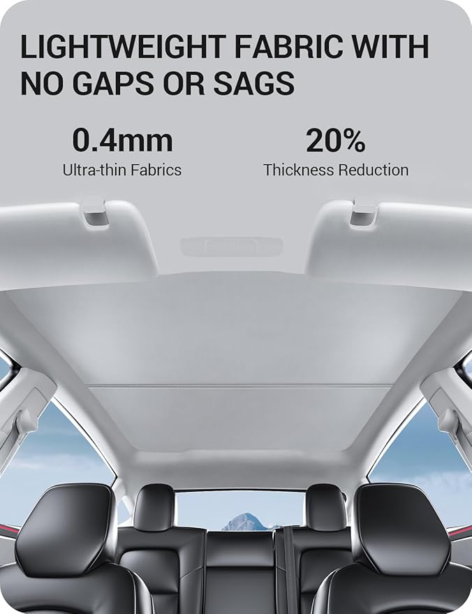 BASENOR 2025 2026 Tesla Model Y Juniper Sunshade Roof [No Gap] [Nano Ice-Crystal] Heat Insulation Foldable Sunroof Cover, UV Protection Shade for Model Y Gray