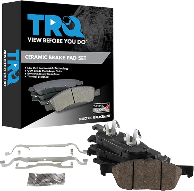 TRQ Front Brake Pads Ceramic Hardware Compatible with 2015-2021 Ford Edge 2016-2018 Lincoln MKX 2019-2023 Nautilus 2021-2024 Corsair