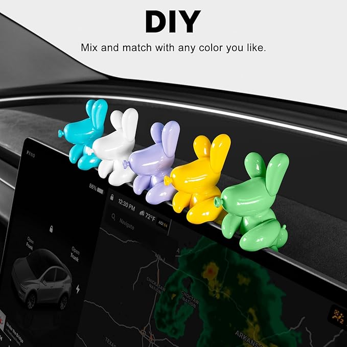 5PCS Dog Mode Mini Screen Decoration for Tesla Model Y Juniper Funny Ornament Decors for 2017-2026 Tesla Model Y and Model 3 Interior Accessories (Macaron Color with Gift Box)
