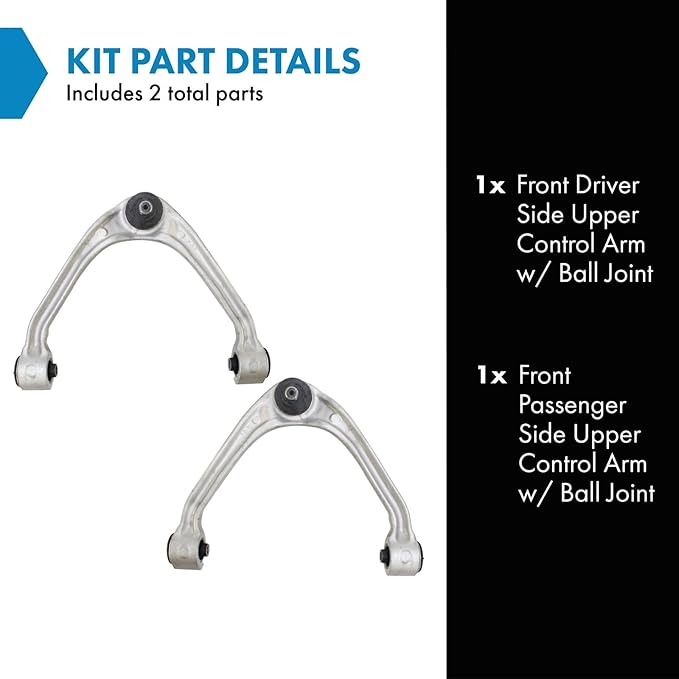 TRQ Front Left and Right Upper Control Arm with Ball Joint Set 2 Piece Compatible with 2011-2012 Infiniti G25 2007-2008 G35 2009-2013 G37 2015 Q40