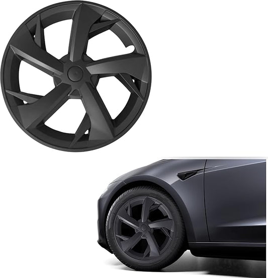 19 Inches Wheel Covers for 2025 2026 Tesla Model Y Juniper, Hub Protection Accessory, Replacement for Tesla Model Y 2025 Rim Protector, ABS Hubcaps 1-Piece, Mechanical Style Black