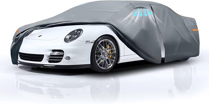 Waterproof Porsche 911 991 992 997 996 4S GTS Coupe Convertible Car Cover with Breathable Vents, [2026 Upgrade] Premium Covers with Cotton Liner and Zipper Door, Sun Rain Snow Dust Uv Protection.