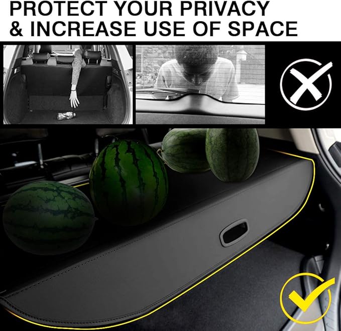 Powerty Cargo Cover for 2017 2018 2019 Cadillac XT5, Trunk Cover Retractable Trunk Shielding Shade XT5 Accessories Cargo Luggage Cover No Gap