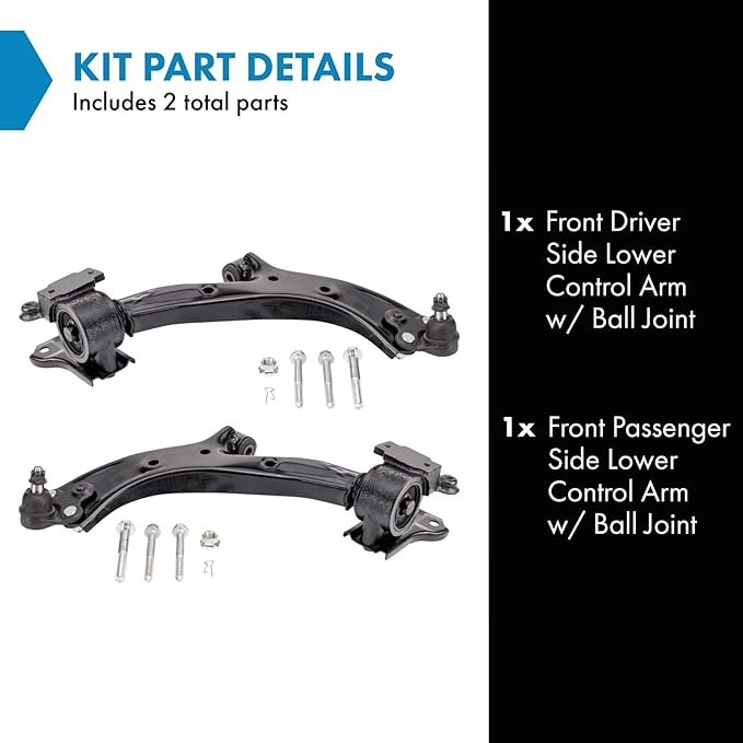 TRQ Front Lower Driver and Passenger Side Control Arm and Ball Joint Set 2 Piece Compatible with 2013-2018 Acura RDX