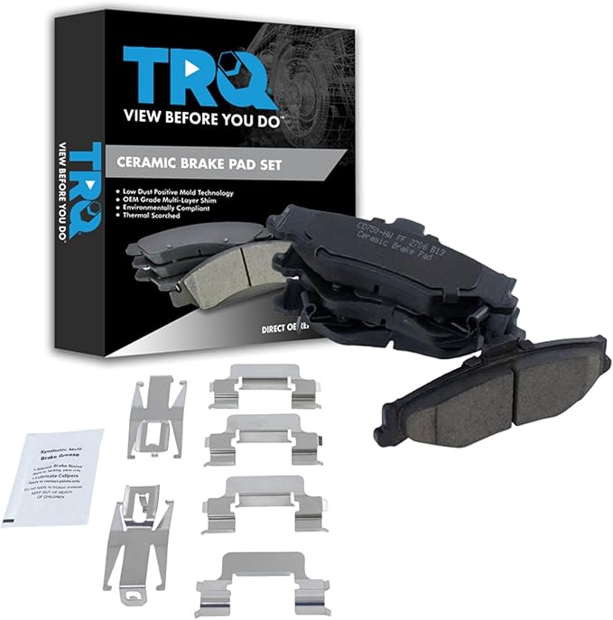 TRQ Rear Brake Pads Ceramic Hardware Wear Sensor Compatible with 1998-2002 Chevrolet Camaro 1998-2002 Pontiac Firebird