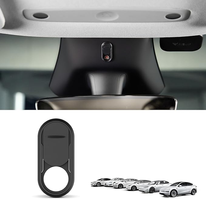 Camera Cover Slide for Tesla Model Y 3 Interior Cabin Camera Privacy Cover Accessory with Orange Indicator - Anti-Blind Spot Slider Shield, Vertical Design, No Block IR for FSD, Upgraded Thickened