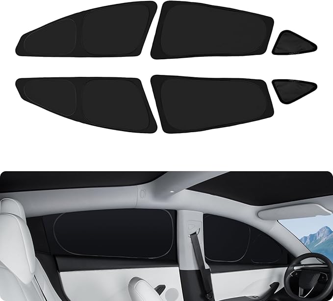 BASENOR 2026-2017 Tesla Model 3 Side Window Sunshade for Kids & Camping & Privacy Rest, (Proprietary Design) Rear Window Sun Shade Reflective Window Cover 100% UV Rays for Model 3