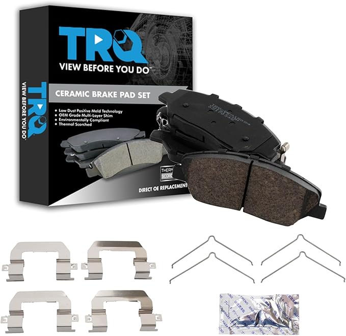 TRQ Front Brake Pads Ceramic Compatible with 2017-2018 Hyundai Santa Fe 2019 Santa Fe XL
