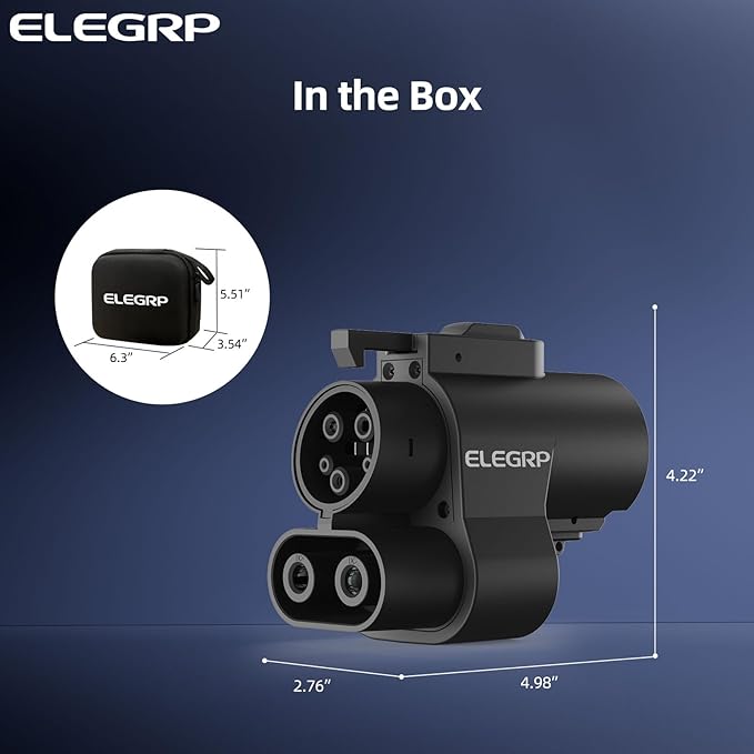 ELEGRP NACS to CCS Adapter, 500A/1000V DC Fast Charging, Tesla Supercharger to CCS EV Charger Adapter, Compatible with Ford, GM, Nissan, Rivian EVs, Local Customer Support & Free Carry Bag