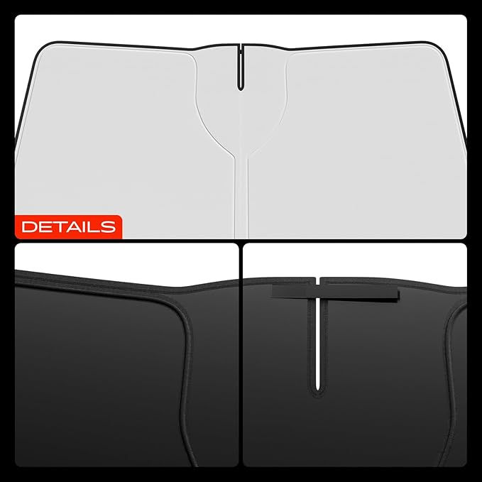A-Premium Front Windshield Sun Shade Compatible with Tesla Model S 2019 2020 2021 2022 2023 2024 2025 2026 Foldable Sunshade Block UV Rays with Storage Bag
