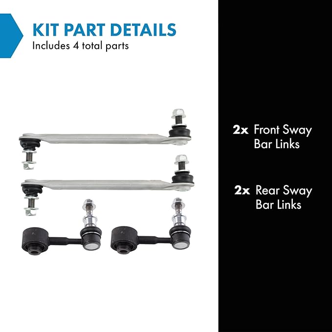 TRQ Front and Rear Driver and Passenger Side Sway Bar Link Set 4 Piece Compatible with 18-22 Toyota Camry 19-22 Avalon 19-21 Lexus ES300h 19-21 ES350
