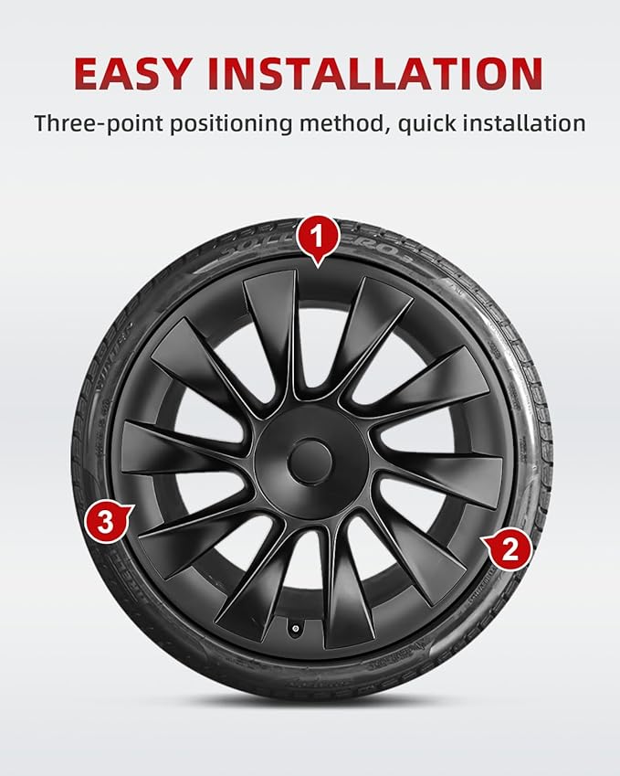 Model Y All-in-one Wheel Rim Protector for Tesla Model Y 20'' Uberturbine Wheel - Strips for Curb Rash Prevention - Set of 4 Rim Protector Easy to Install(Matte Black,20'')