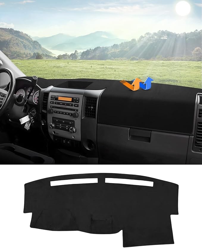 Autorder Dashboard Cover Mat for 2004-2012 Nissan Titan Accessories Dash Cover Flannel Dash Mat Sunshade Glare UV Rays Protector (Without Cutout for Navi/Sensor)