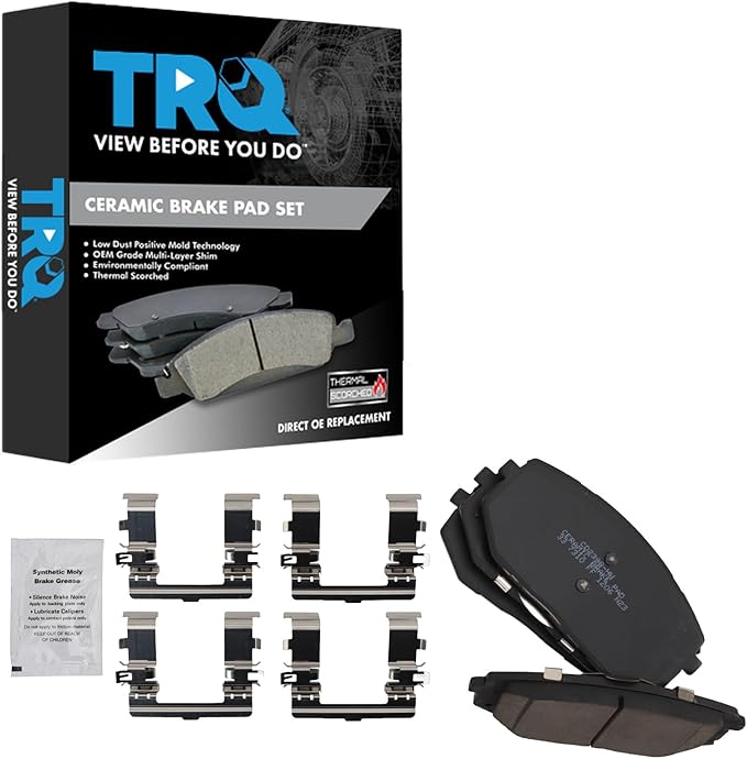 TRQ Front Ceramic Brake Pad Set Compatible with 2022-2023 Hyundai Tucson 2023 Kia Sportage