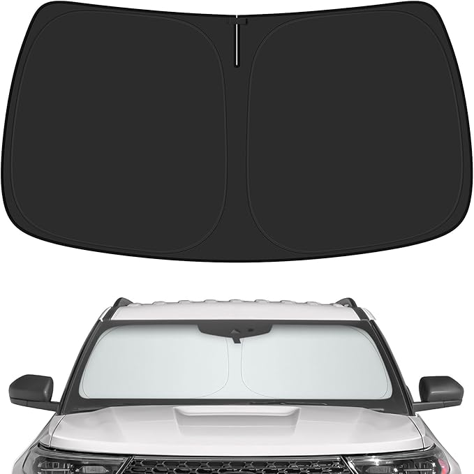 Car Windshield Sun Shade for Ford 2020-2025 2026 Explorer Accessories (OEM Design) Reflective Foldable Heat Insulation Sunshade for Ultimate Protection
