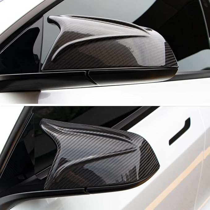 AeroBon Prepreg Dry Carbon Fiber Mirror Cap Overlays Compatible with 2017-2026 Tesla Model 3 Mirror Caps (RC Style) Raised Curve