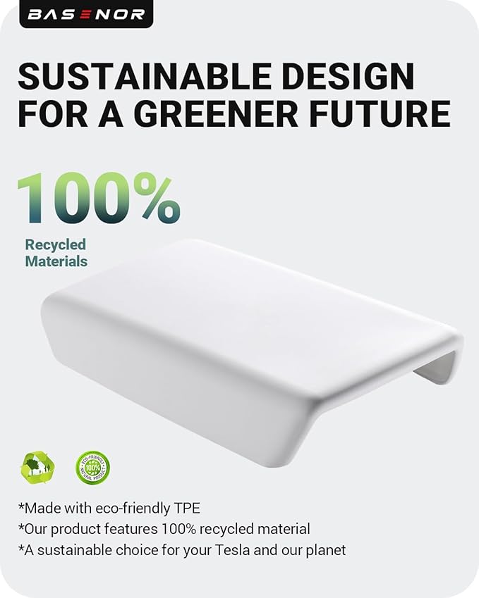 BASENOR Armrest Cover for 2017-2024 Tesla Model Y Model 3 Center Console Cover Non-Slip TPU [No Logo] Protector Armrest Tesla Accessories White (Not Compatible with 2025 2026 Model Y/3)