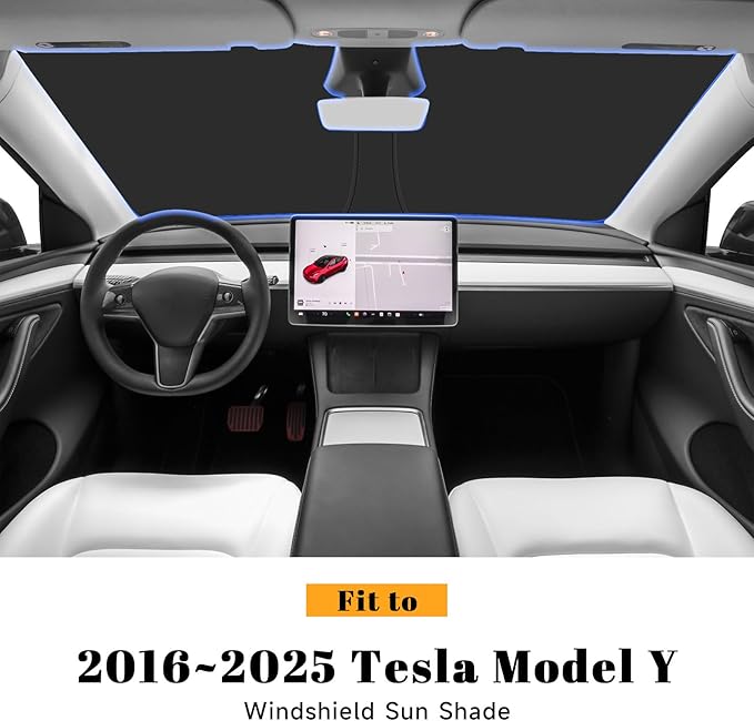 Car Windshield Sun Shade for Tesla 2016-2026 Model Y Juniper Accessories (OEM Design) Reflective Foldable Heat Insulation Sunshade for Ultimate Protection