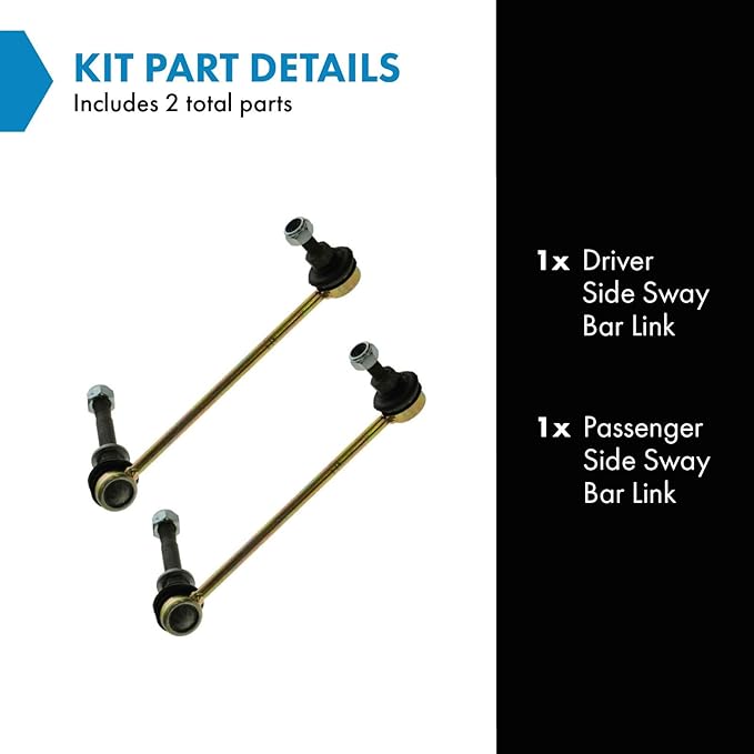 TRQ Driver and Passenger Side Sway Bar Link Set 2 Piece Compatible with 1999-2005 Porsche 911 1997-2004 Boxster