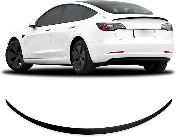 Spoiler Fit for Tesla Model 3 2017-2023, ABS Material OEM Original Rear Spoiler Wing Rear Trunk Lip, Matte Black Sporty Appearance Tesla Model 3 Accessories