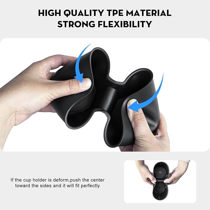 Cup Holder Insert for Tesla Model Y 2026 TPE Center Console Drink Holder Accessories Compatible with 2025-2026 New Model Y Juniper and 2024-2026 Model 3