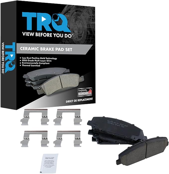 TRQ Front Brake Pads Ceramic Hardware Compatible with 2006-2010 Infiniti QX56 2006-2011 Nissan Armada 2007-2010 Titan