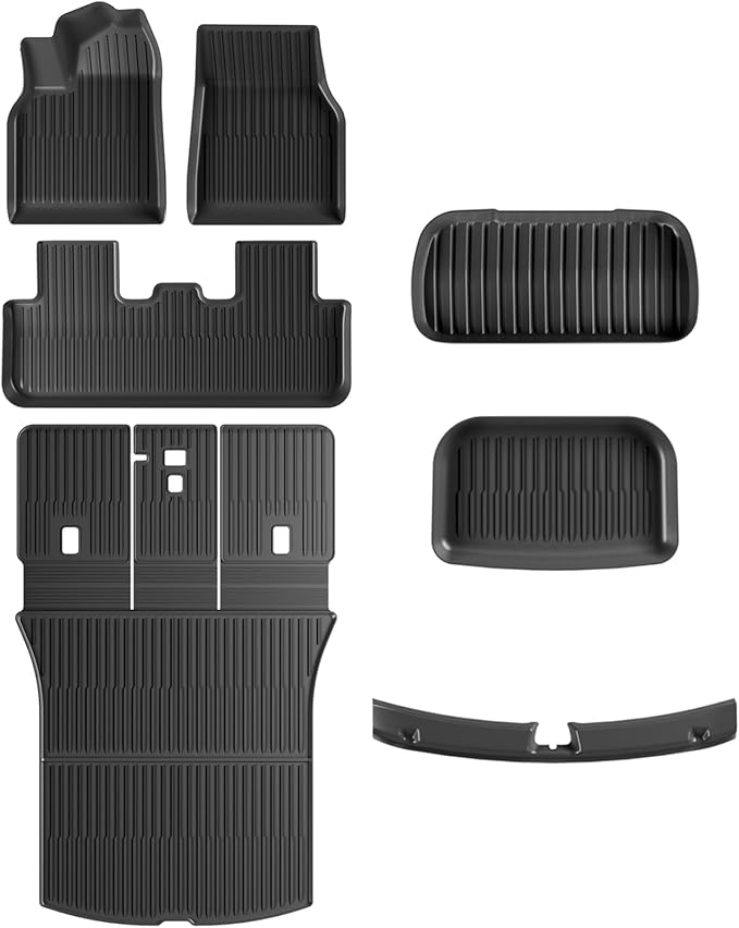 Tesla Model Y Juniper Floor Mats and Cargo Liners, Full Set TPE Floor Liner for 2025 2026 Model Y Cargo Liner Trunk Mat Frunk Backrest Mats, Car Mats for Tesla New Model Y Juniper Accseeories