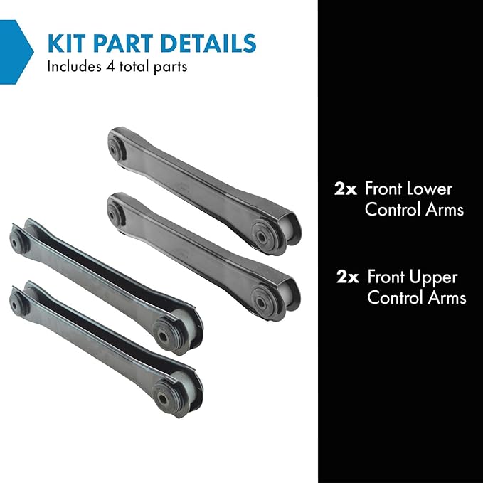 TRQ Front Upper & Lower Control Arm Set Compatible with 2000-2001 Dodge Ram 1500
