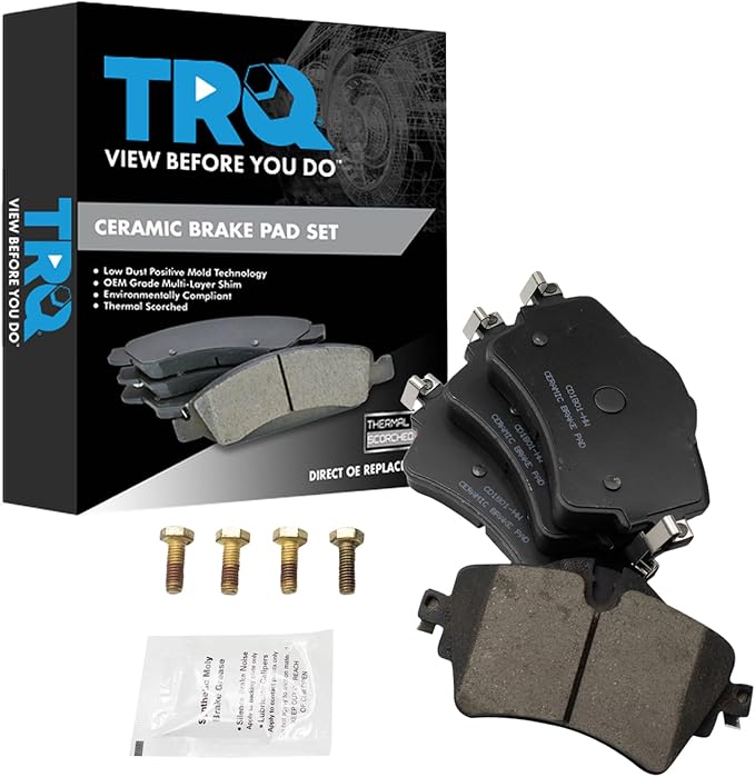 TRQ Front Ceramic Brake Pad Set Compatible with 17-21 Mini Cooper S 17-19 Clubman ALL4 16-19 Base 2016 294mm Front Rotors 2015 5 Lug Wheels