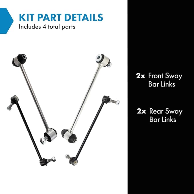 TRQ Front and Rear Sway Bar Link Set 4 Piece Compatible with 08-11 Mercedes-Benz C300 4Matic 2012 C300 12-15 C350 4Matic 13-14 E350 4Matic 15-17 E400 4Matic Coupe 10-15 GLK350 13-15 GLK250